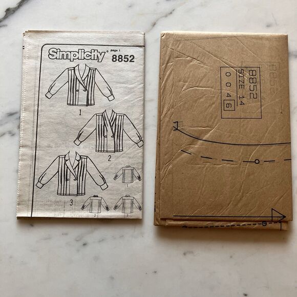 Vintage Simplicity Pattern 8852 1980s Misses' Double Breasted Blouse Sz 14 Uncut - Picture 7 of 7